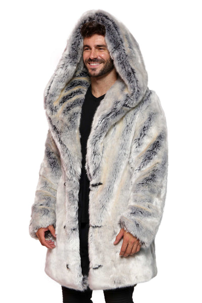 Men's Short Desert Warrior Coat in "Pegasus" Chinchilla