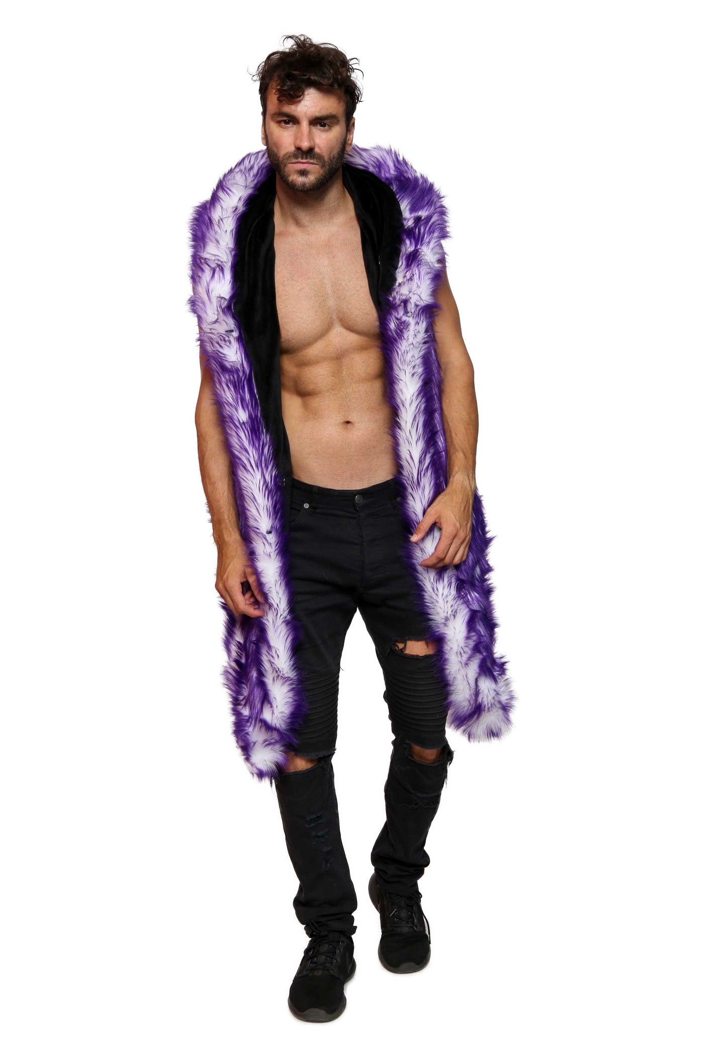 Men's LED Fur Vest in "Just The Tip-Purple"