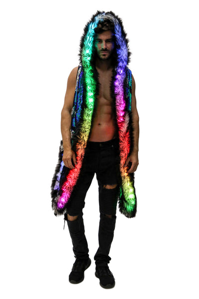 Men's LED Sequin Vest in "Blue/ Green /Silver"