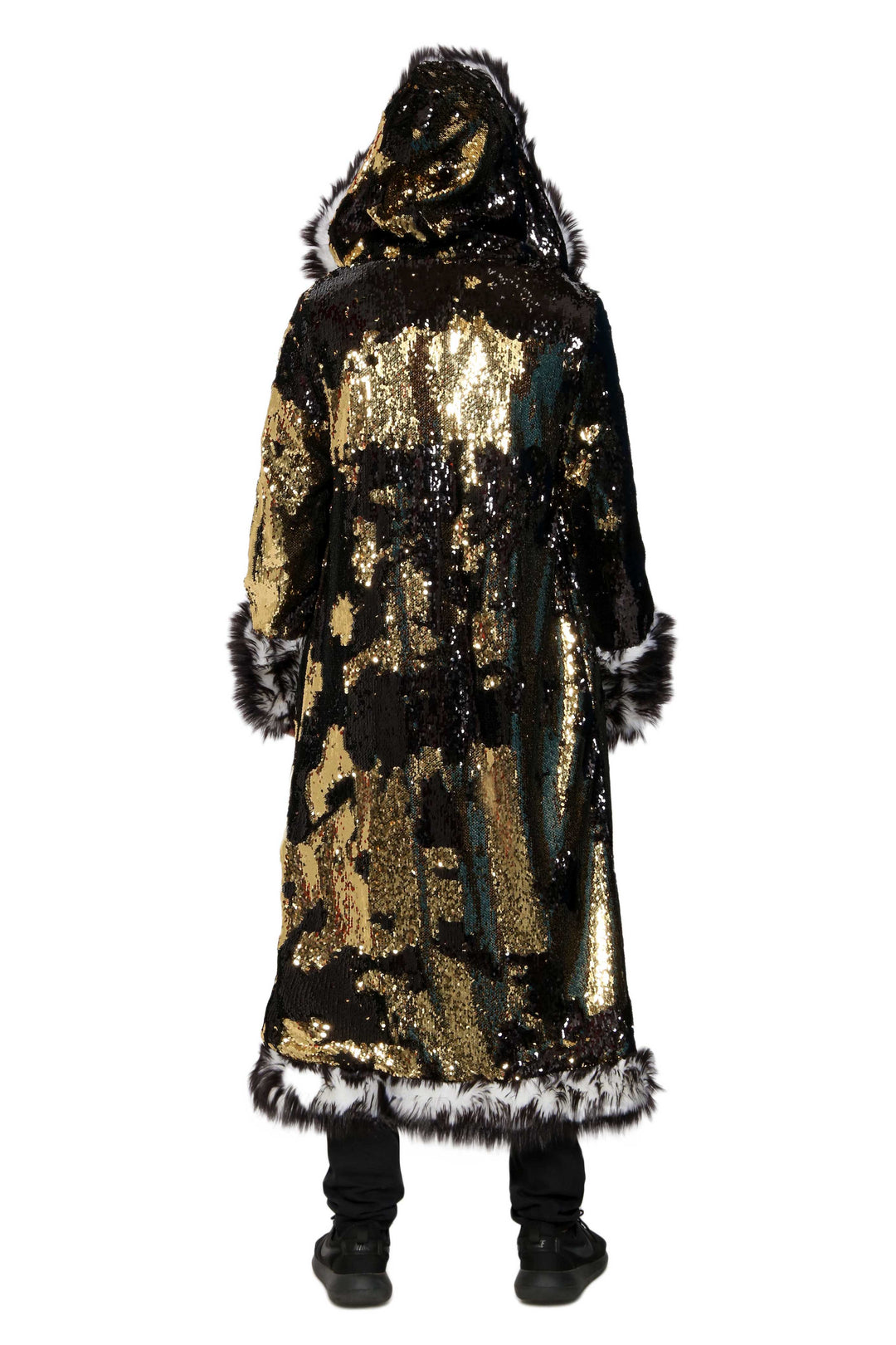 Mens-LED-King-Coat-Black-Gold-