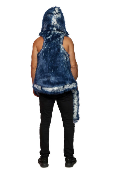 Men's LED Fur Vest in "Just The Tip-Navy"
