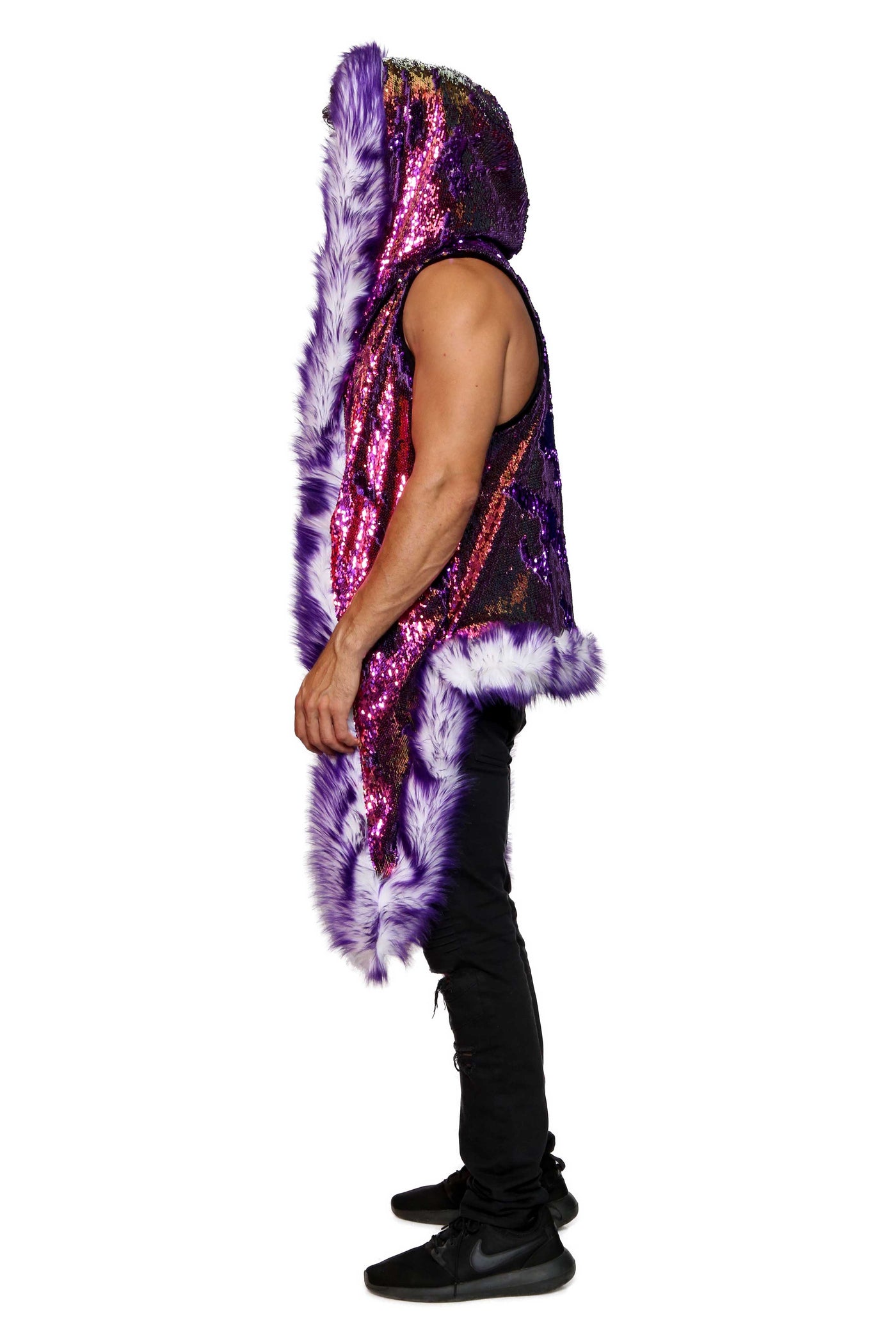 Men's LED Sequin Vest in "Purple Gold Rainbow"