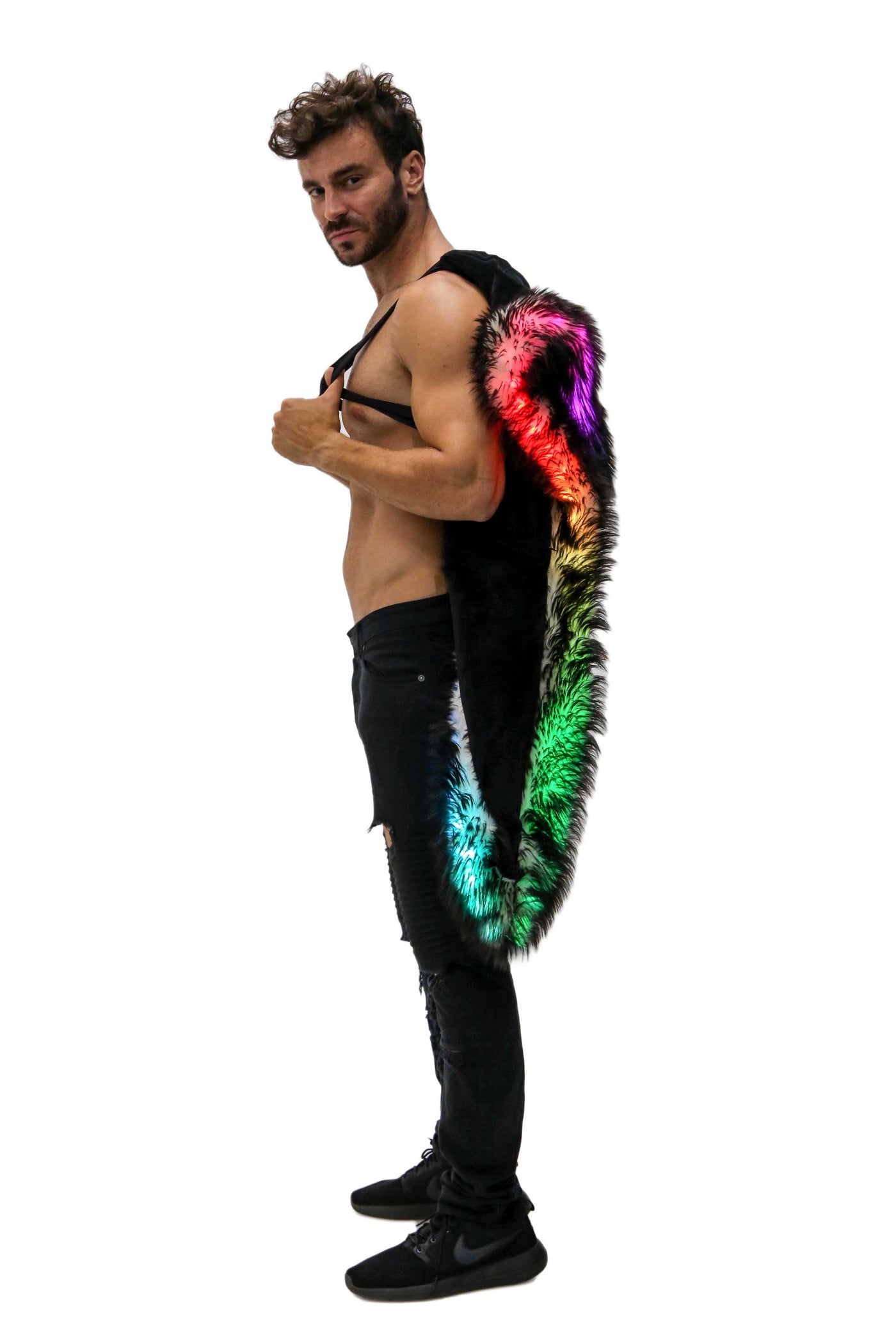 Men's LED Sequin Vest in "Blue/ Green /Silver"