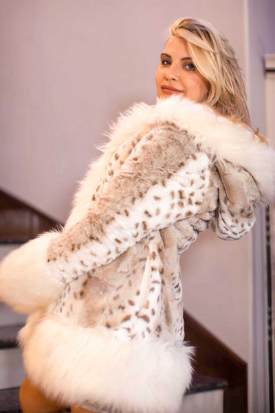 Women's Petite Playa Coat in "Snow Lynx"