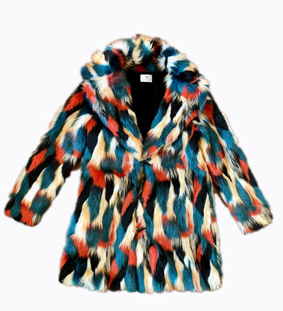 RUST TEAL PATCHWORK FAUX FUR JACKET-4