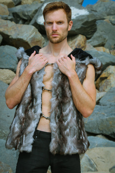 burning-man-costume-faux-fur-men's-vest-gray-wolf-furrocious-furr copy 2
