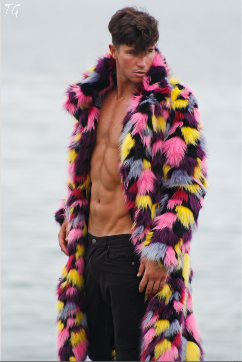 colorful faux fur jacket for men | Furrocious Furr