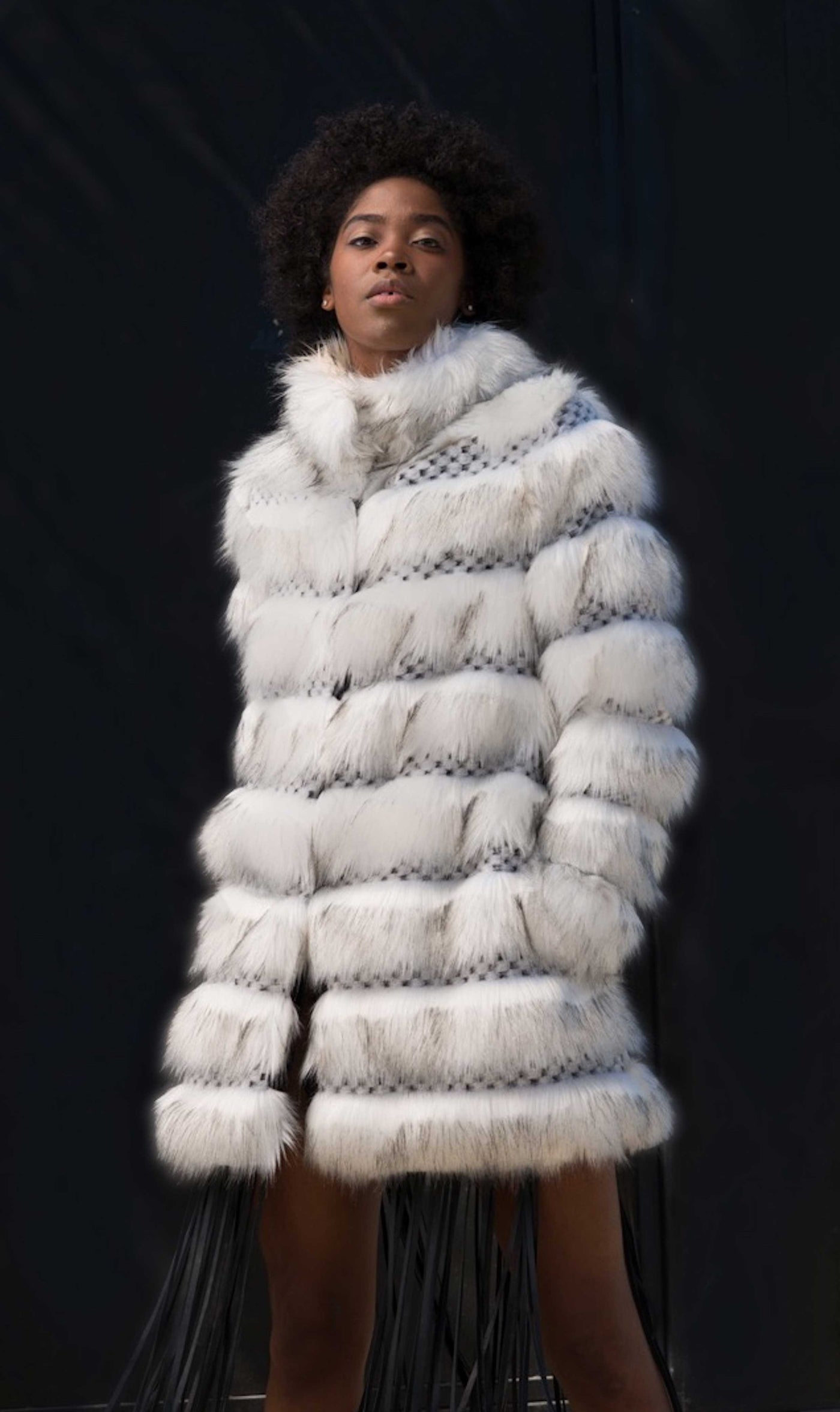 Women's Noble Coat in "White Checker"