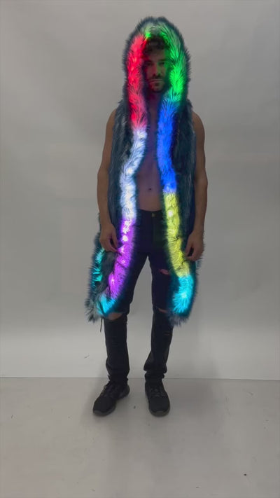 Men's LED Fur Vest in "Just The Tip-Navy"