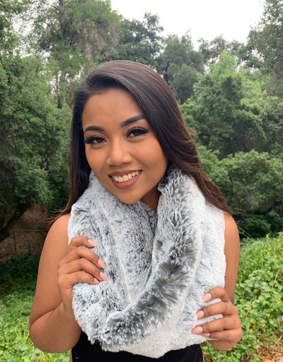 faux-fur-chinchilla-infinity scarf-gray-frost-long-