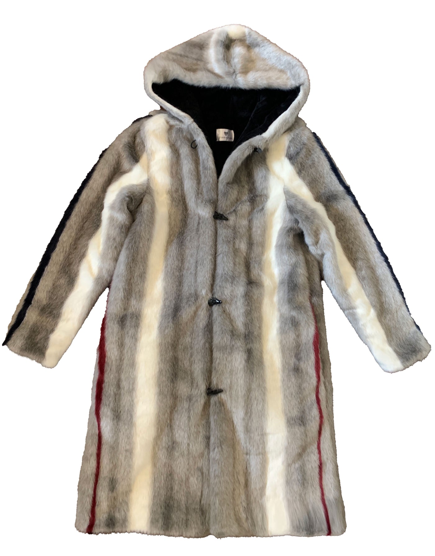 gray-white-navy-striped-long-fau-fur-coat