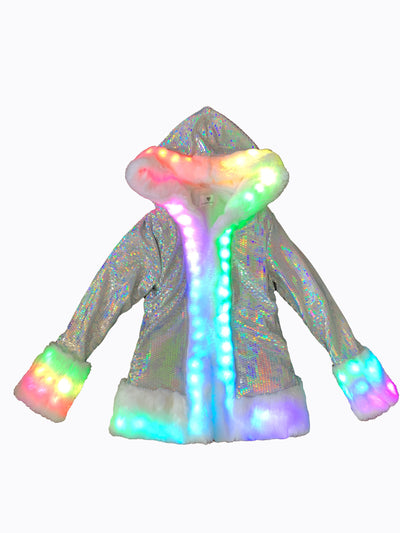 light up faux faux short coat4