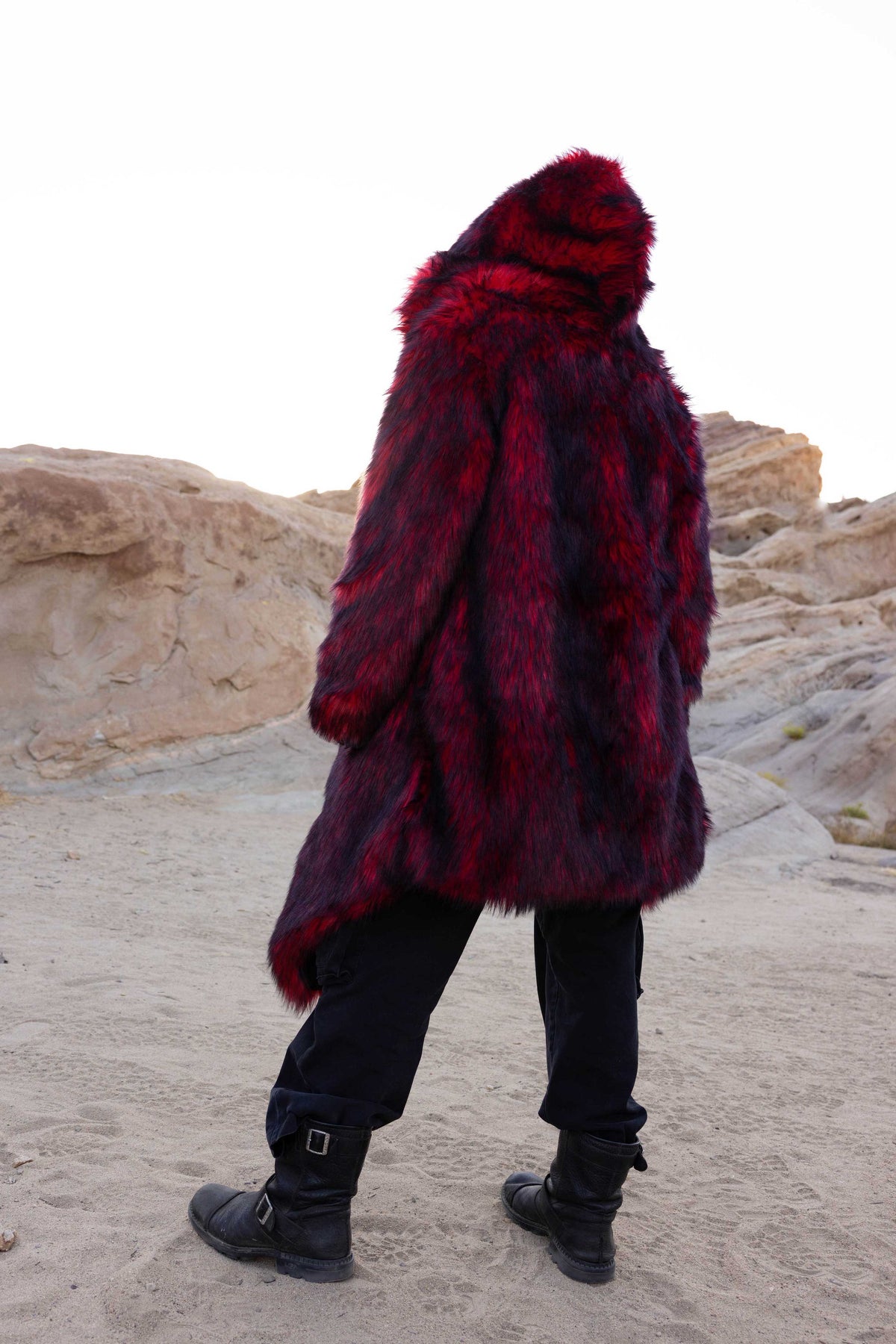 Red Wolf Hooded Faux Fur Coats For Men Furrocious Furr Red Wolf Hooded Faux Fur Coats For Men Furrocious Furr