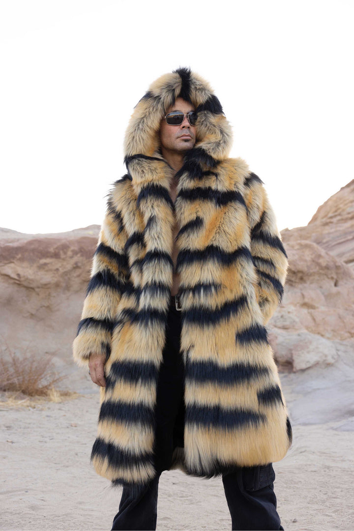 Men's Faux Fur Hooded Playa Coat in 