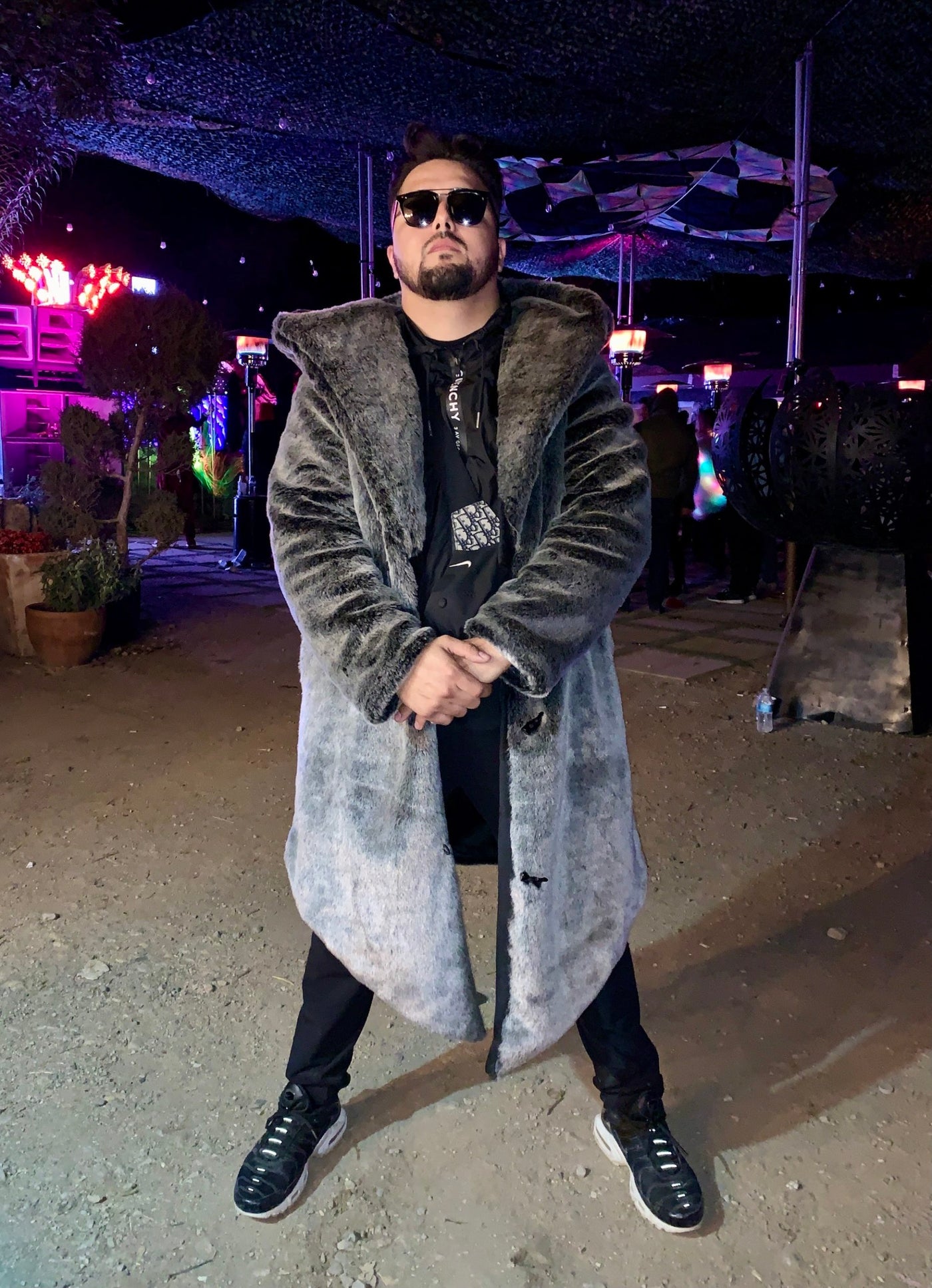 mens chinchilla faux fur coat black silver furrociousfurr 3 copy