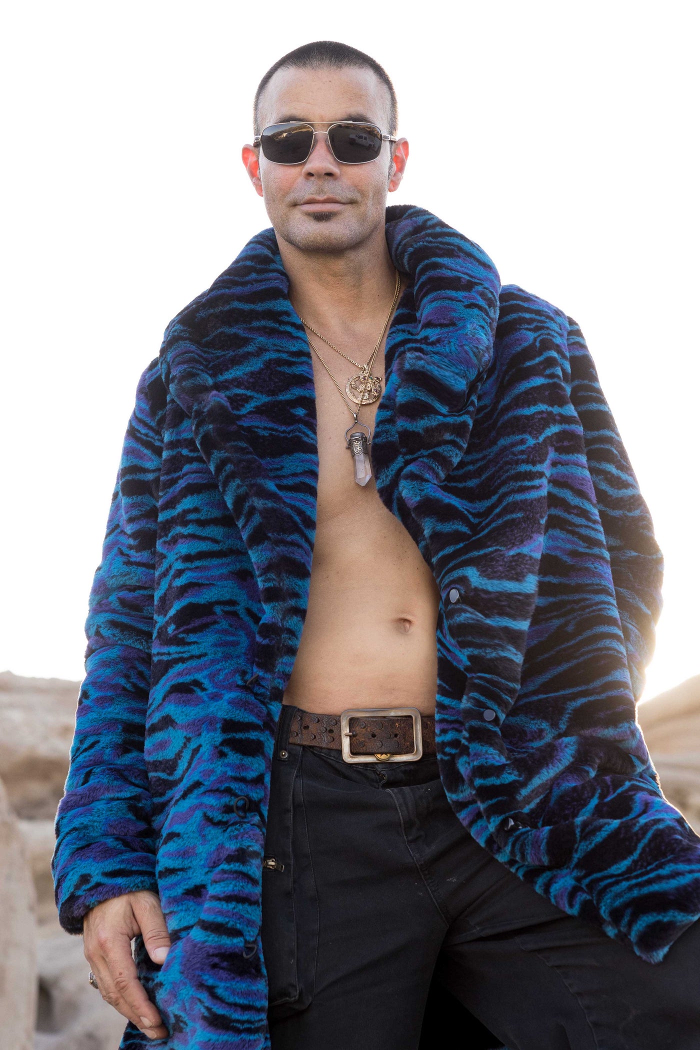 Men's Long Cozy Coat in "Electric Tiger"