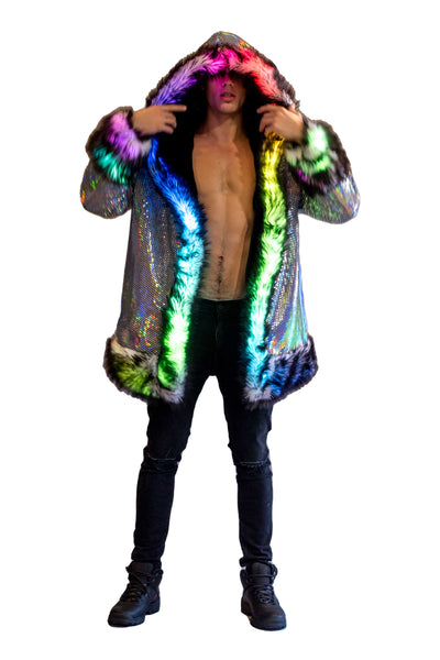 Men's LED Wizard Coat in "Black Disco"