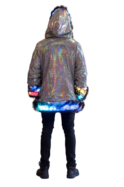 Men's LED Wizard Coat in "Black Disco"