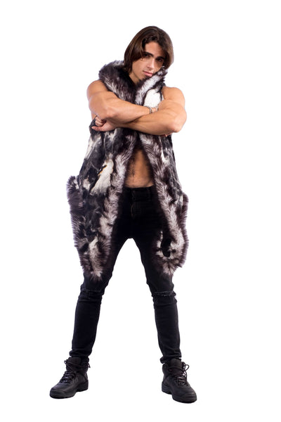 Men's Desert Warrior Vest in "Black & White Tie Dye"