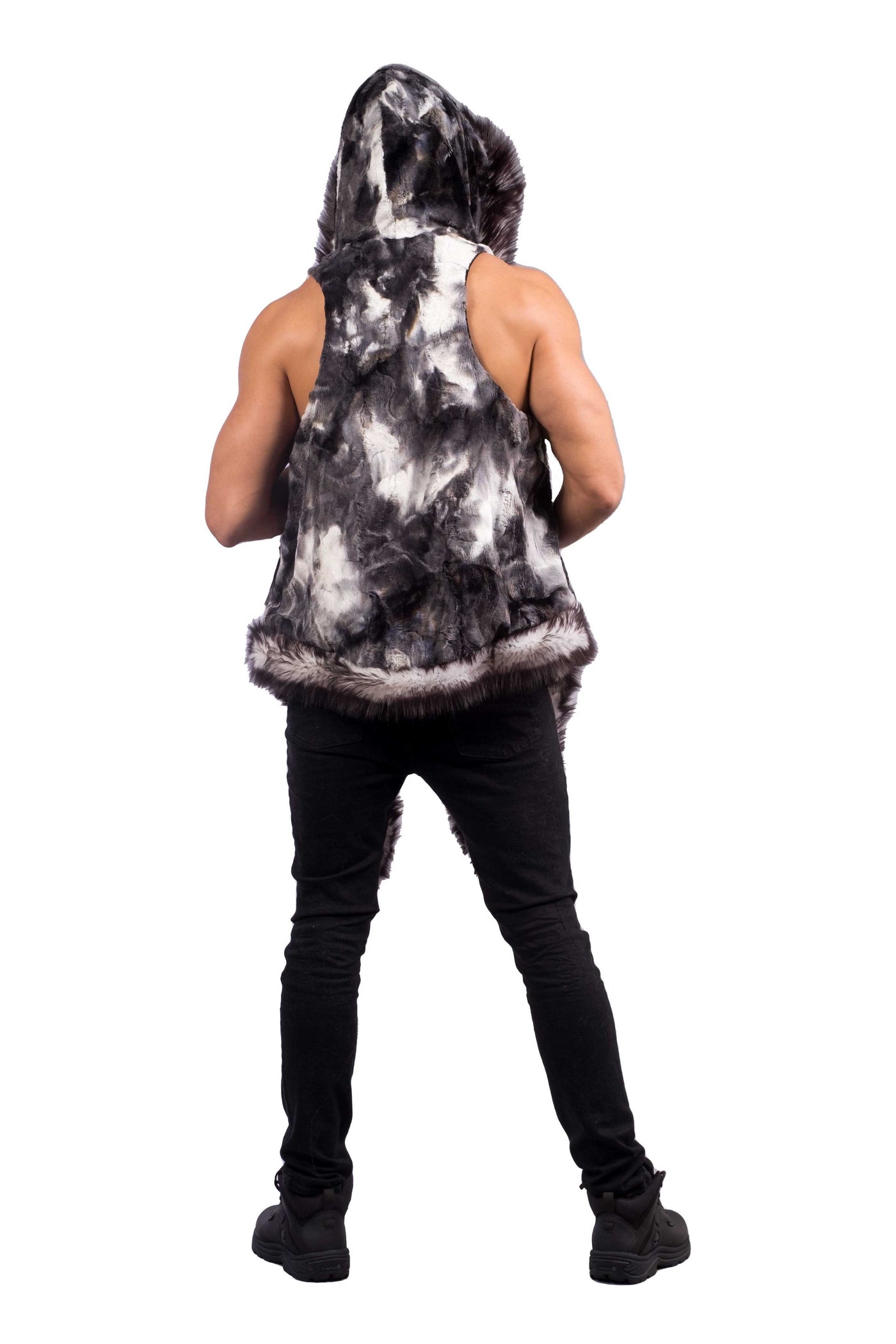 Men's Desert Warrior Vest in "Black & White Tie Dye"