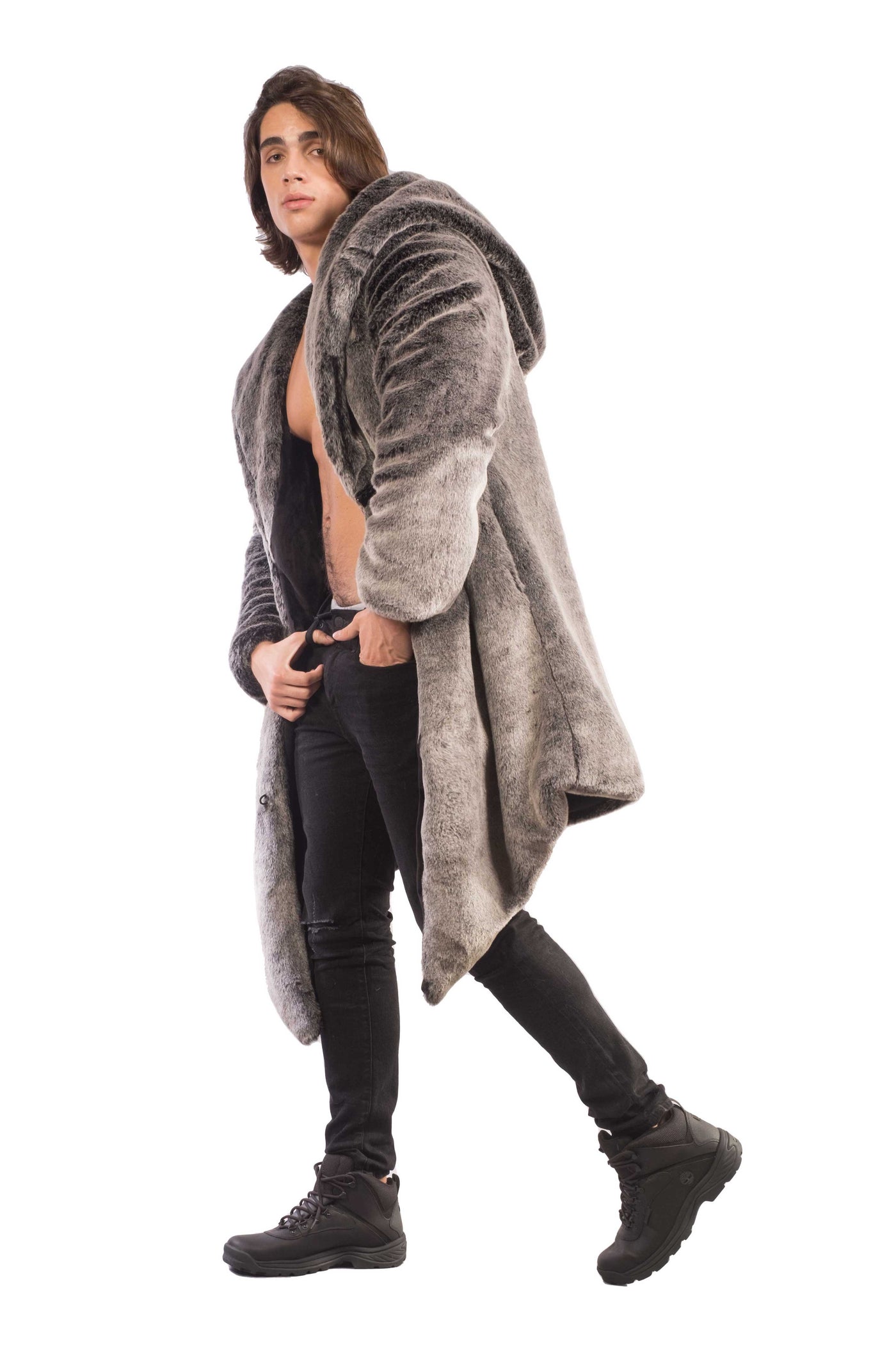 Men's Desert Warrior Coat in "Silver Jaguar" Chinchilla