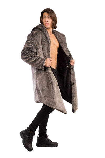 Men's Desert Warrior Coat in "Silver Jaguar" Chinchilla