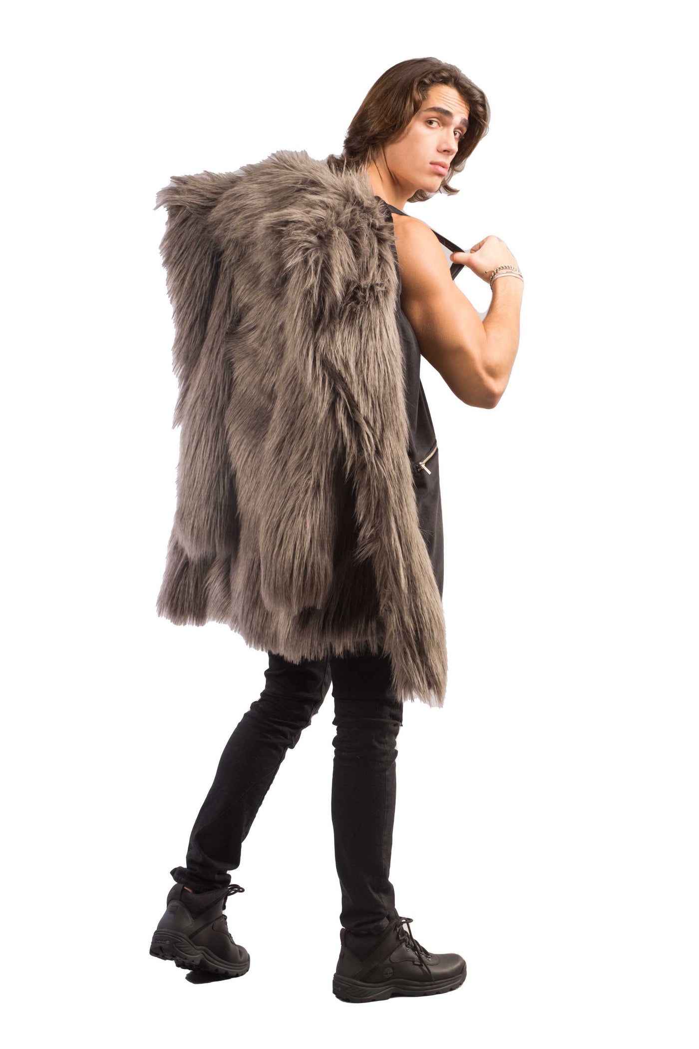Men's Dutch Coat in "Steel Shag"