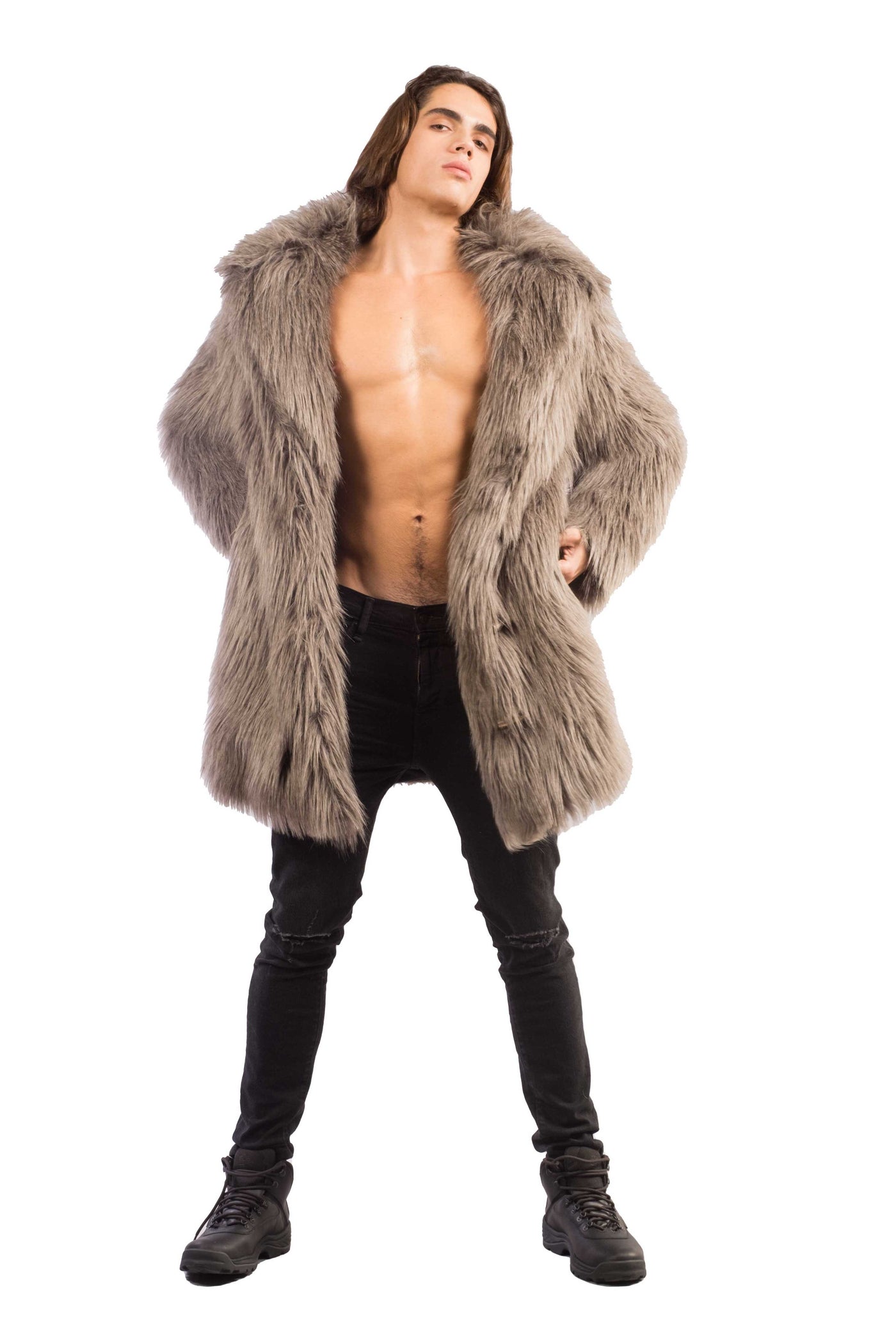 Men's Dutch Coat in "Steel Shag"