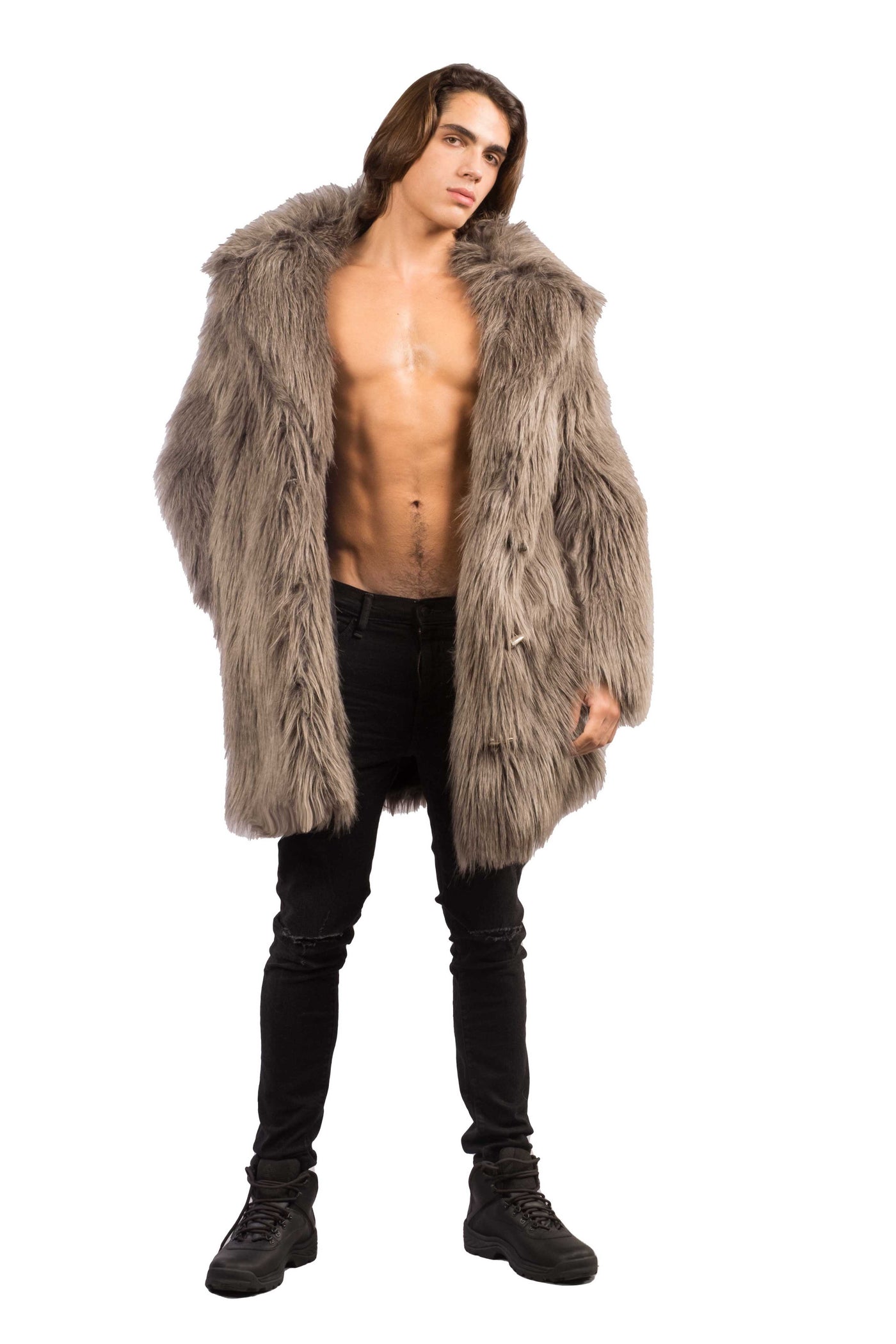 Men's Dutch Coat in "Steel Shag"