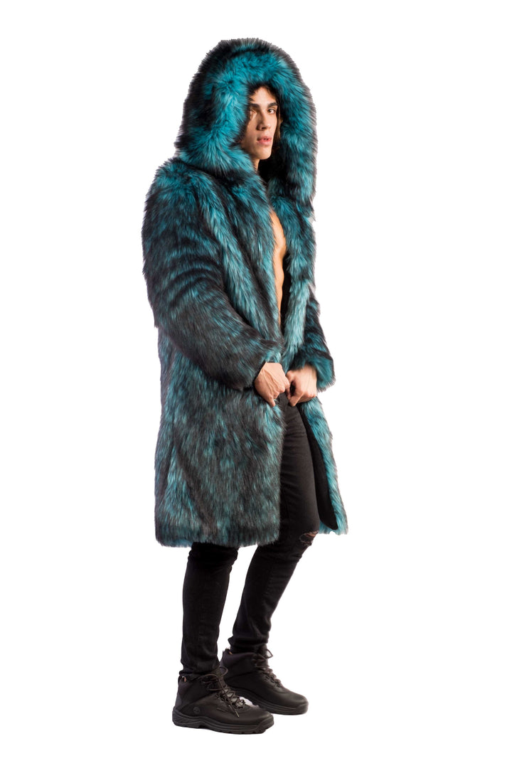 Men's Faux Fur Hooded Playa Coat in 