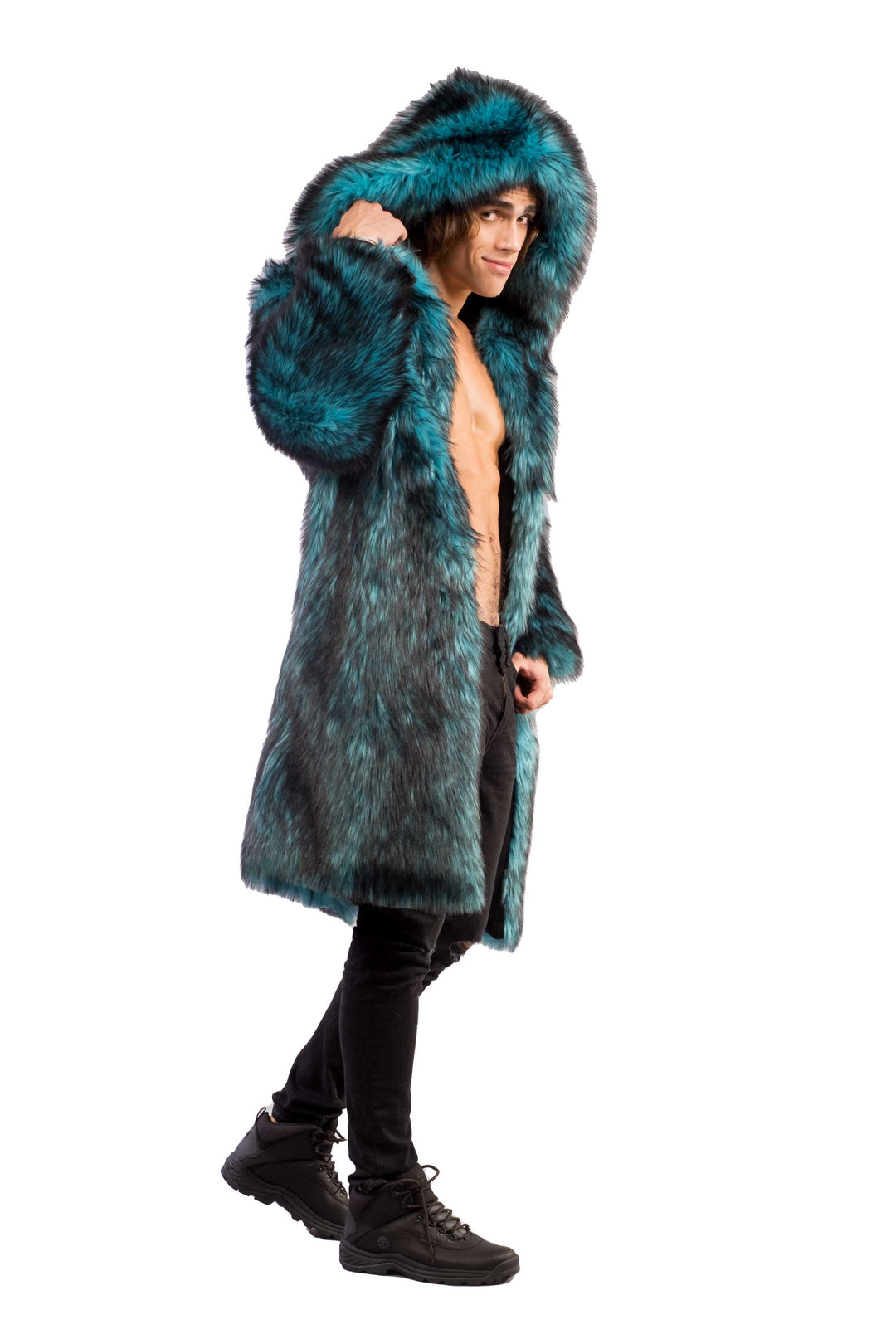 Men's Faux Fur Hooded Playa Coat in 