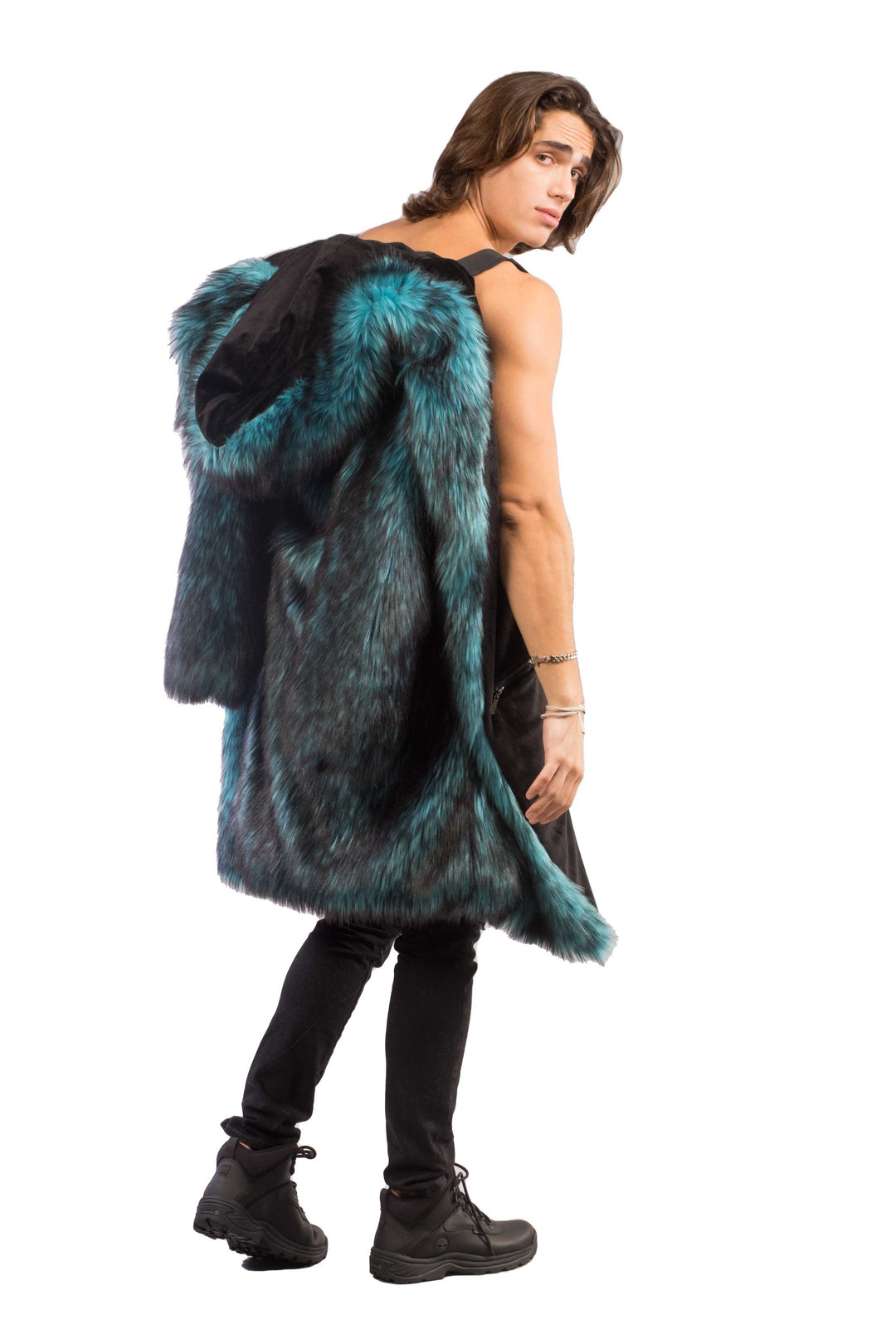 Men's Faux Fur Hooded Playa Coat in 