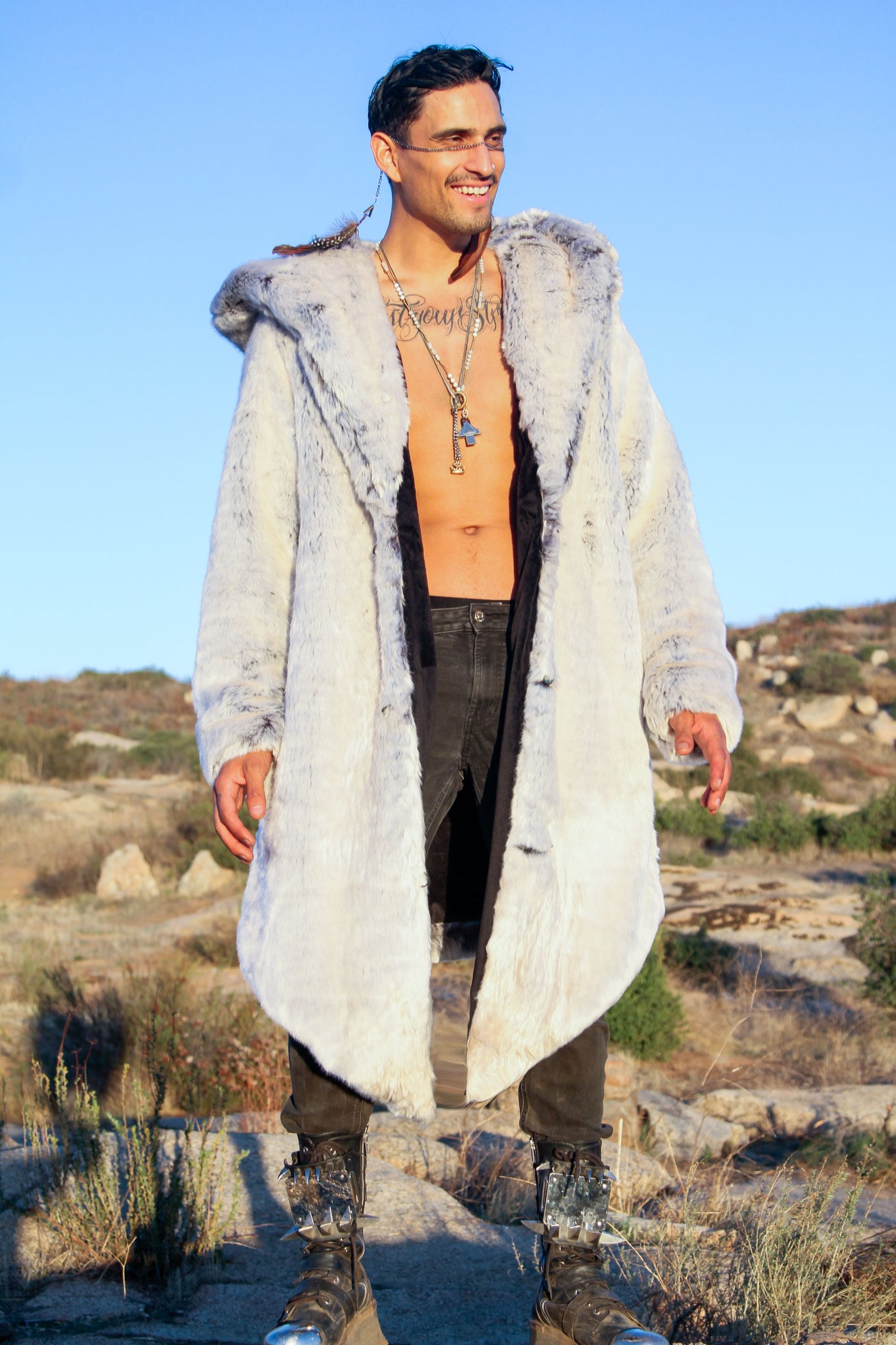 Men's Desert Warrior Coat in "Pegasus" Chinchilla