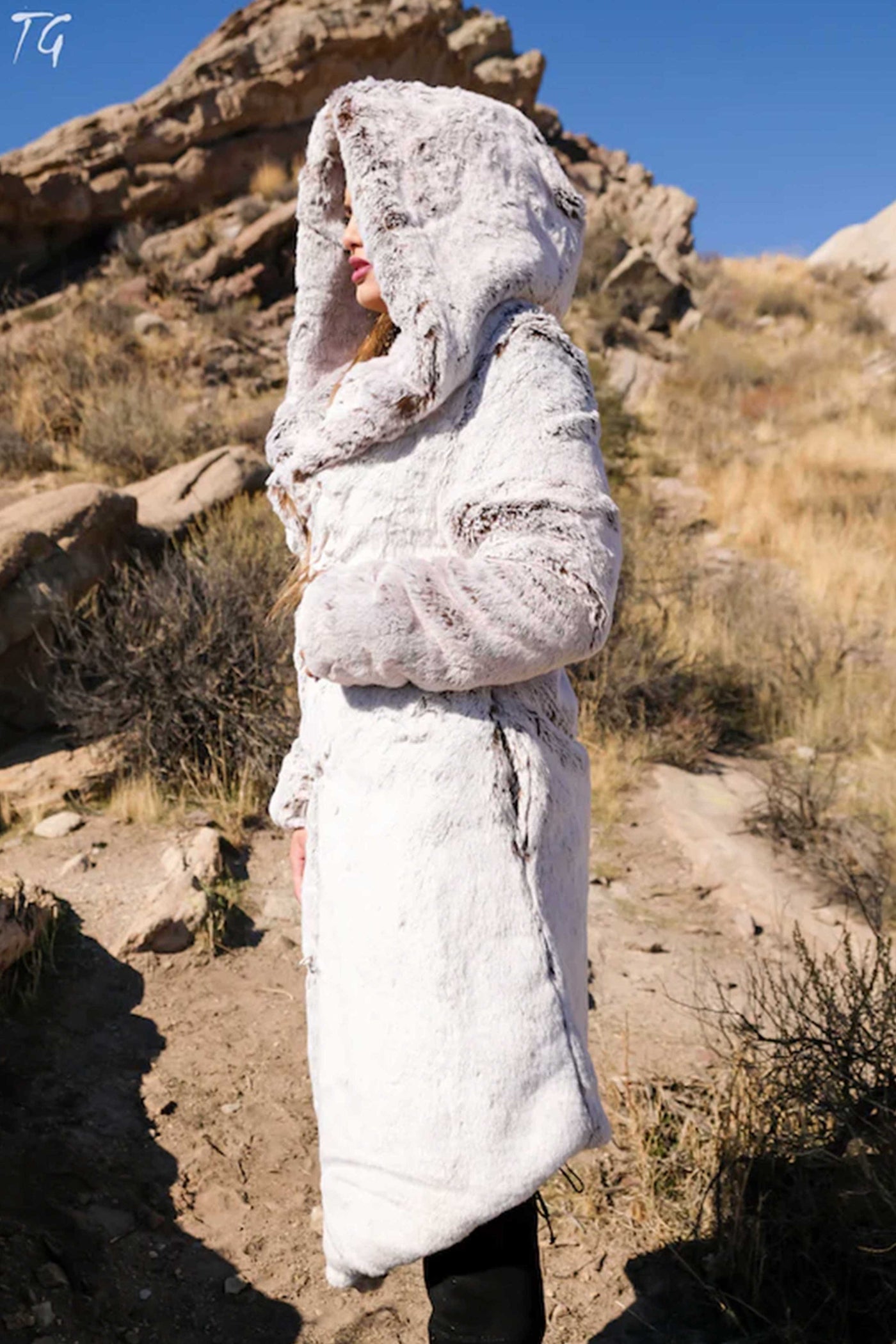 Women's Desert Warrior Coat in "Opal" Chinchilla