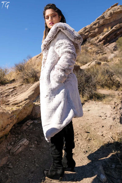 Women's Desert Warrior Coat in "Opal" Chinchilla