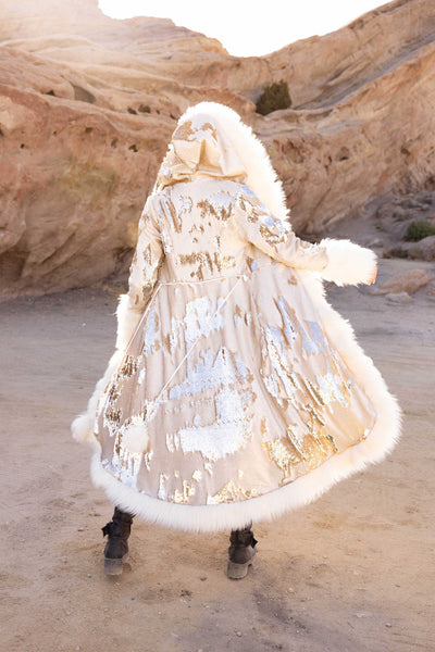 Women's Sequin Temptress Coat in "Ivory Gold"