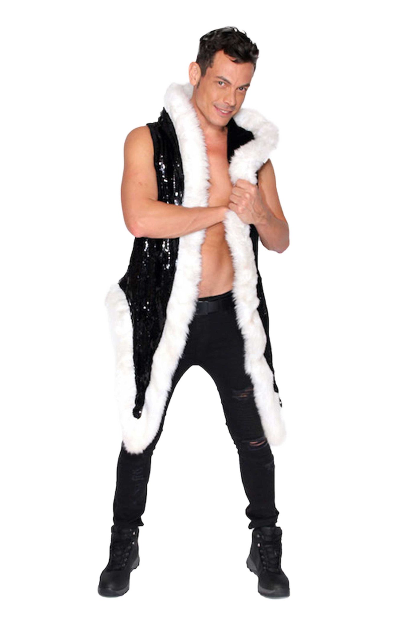 Men's LED Sequin Vest in "Black-White"