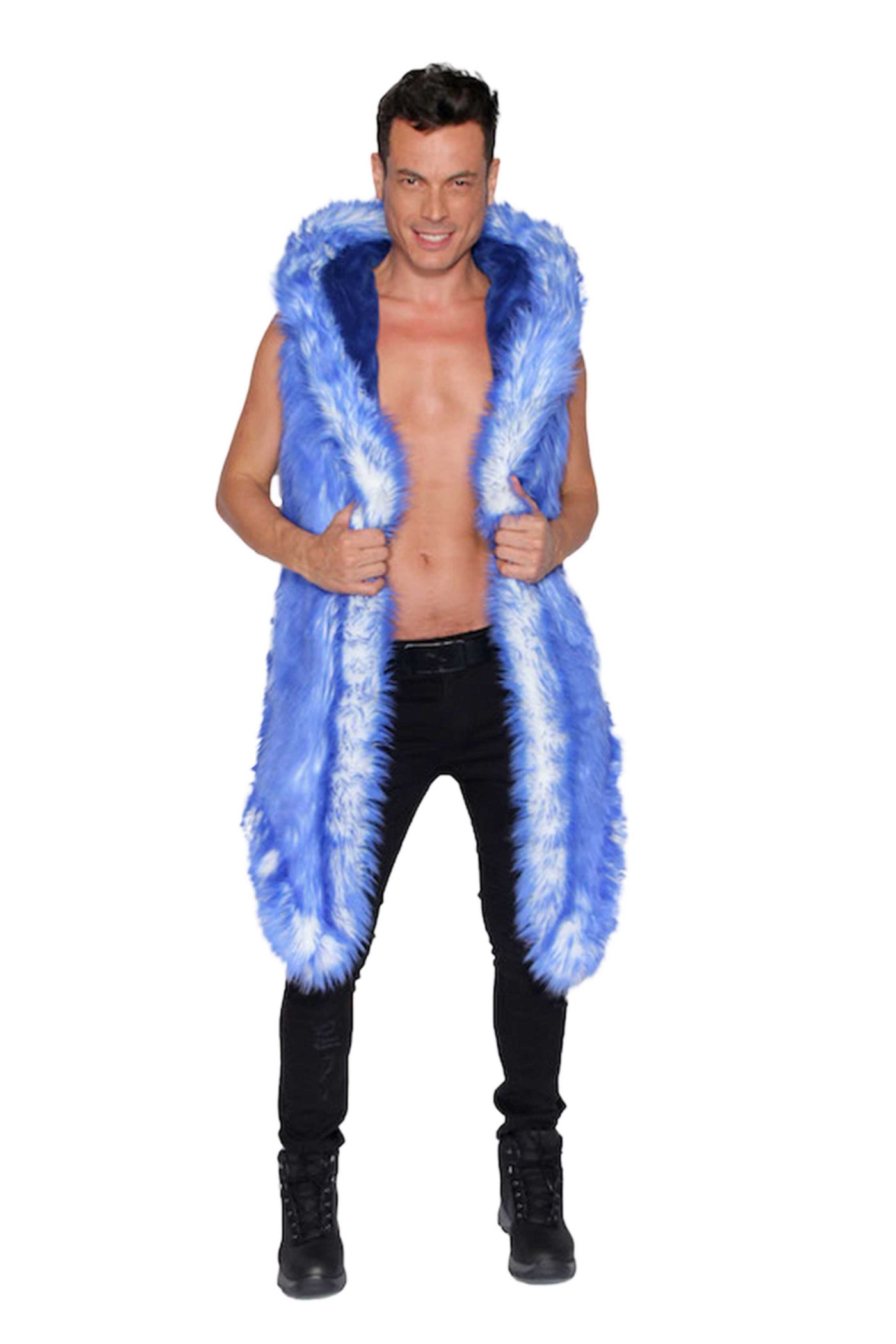 Men's LED Fur Vest in "Just The Tip-Royal"