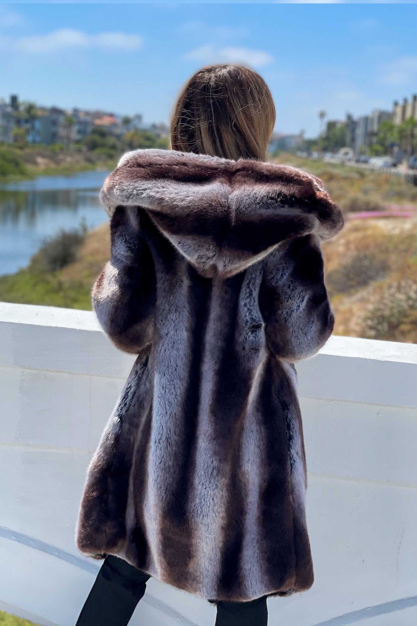 Women's Desert Warrior Coat in "Truffle" Chinchilla