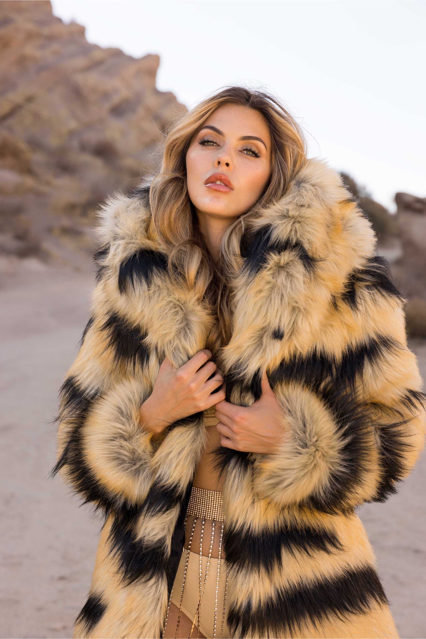 Women's Desert Warrior Coat in "Abstract Tiger"