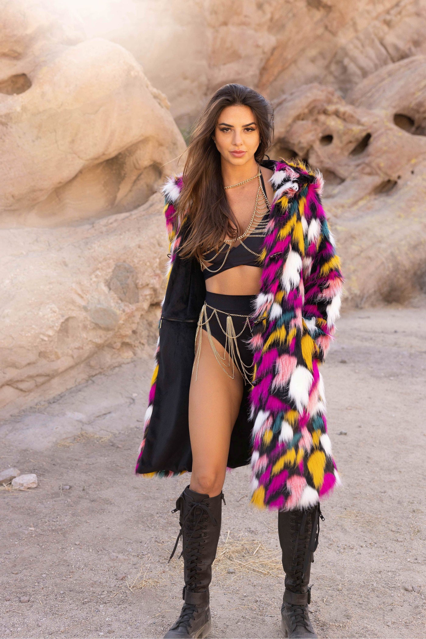 Women's Playa Coat in "Kaleidoscope-majenta-teal-white" STOCK