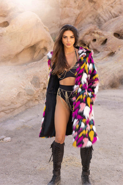 Women's Playa Coat in "Kaleidoscope-majenta-teal-white" STOCK
