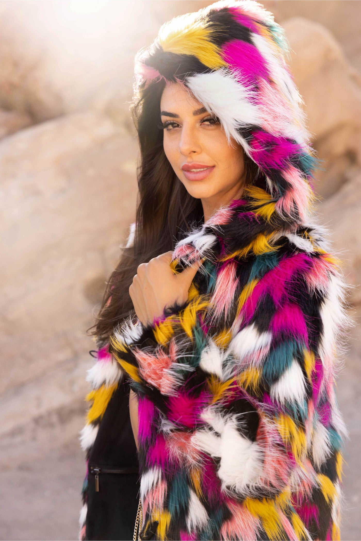 Women's Playa Coat in "Kaleidoscope-majenta-teal-white" STOCK