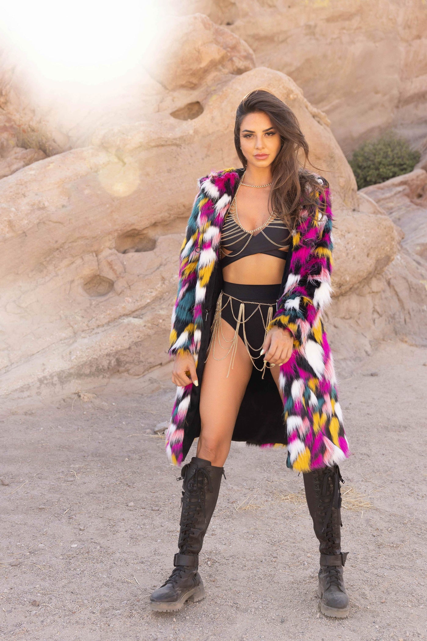 Women's Playa Coat in "Kaleidoscope-majenta-teal-white" STOCK