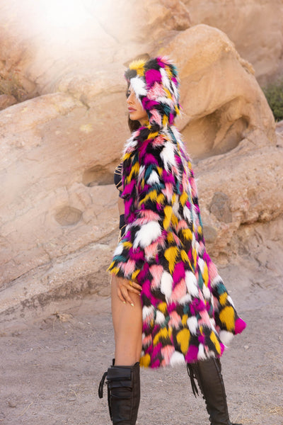 Women's Playa Coat in "Kaleidoscope-majenta-teal-white" STOCK