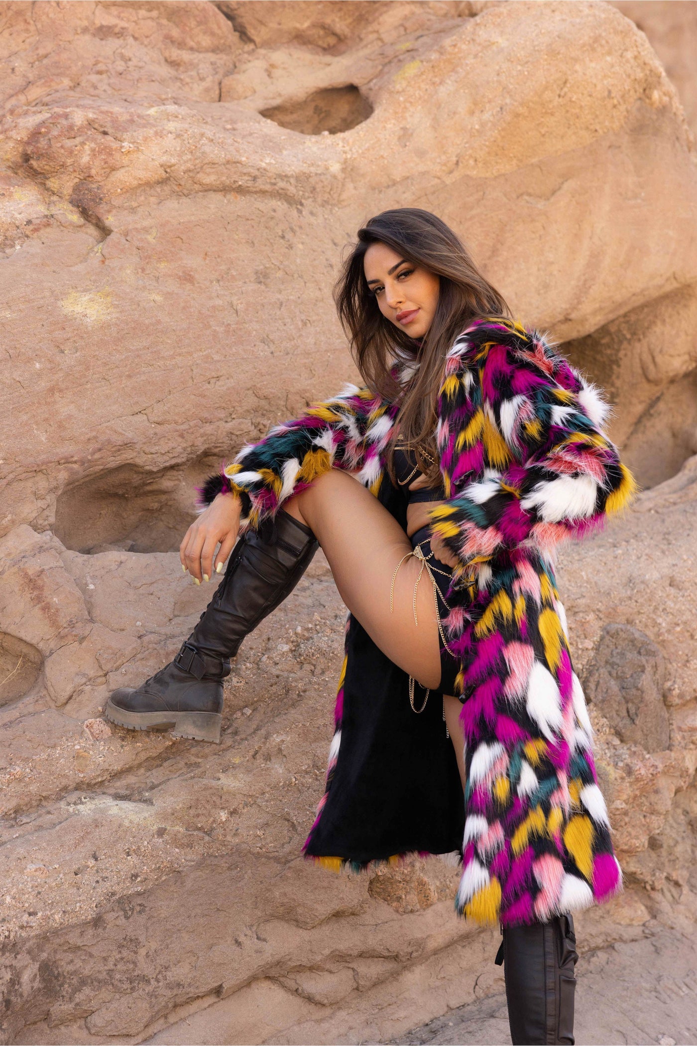 Women's Playa Coat in "Kaleidoscope-majenta-teal-white" STOCK