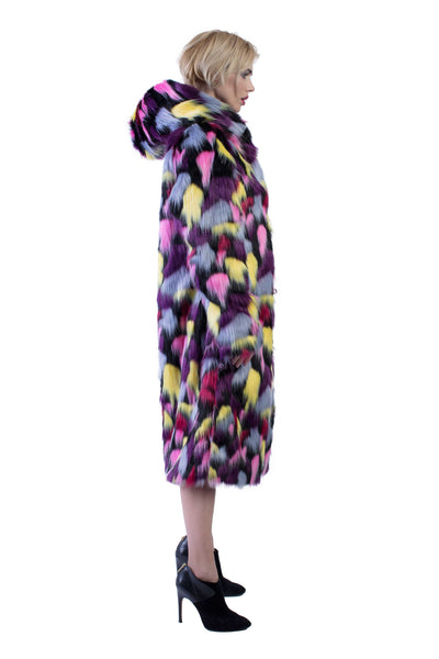 Women's Playa Coat in "Kaleidoscope-pink-yellow-blue"