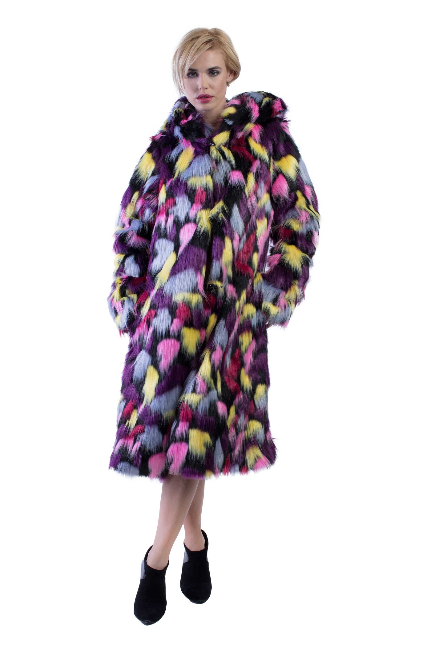 Women's Playa Coat in "Kaleidoscope-pink-yellow-blue"