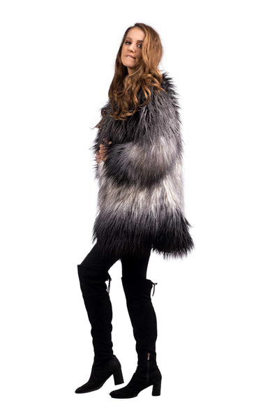 Women's Shaggy Coat in "Ombre"