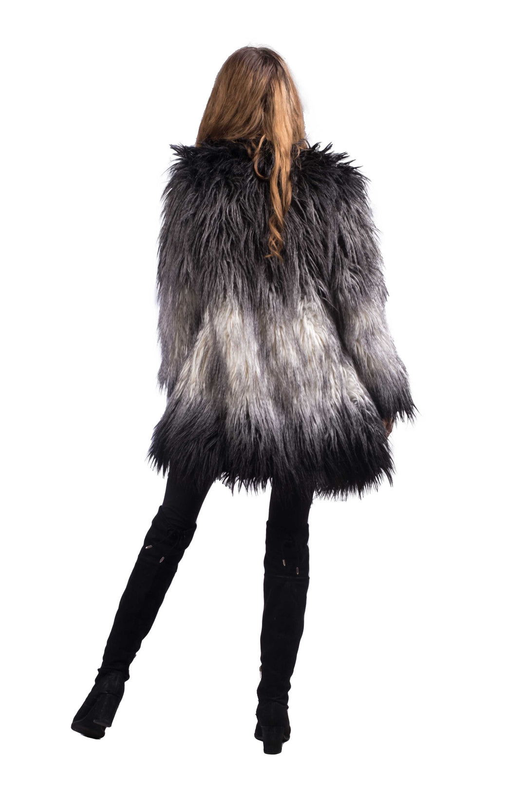 Women s Faux Fur Shaggy Coat in Ombre L Ombre